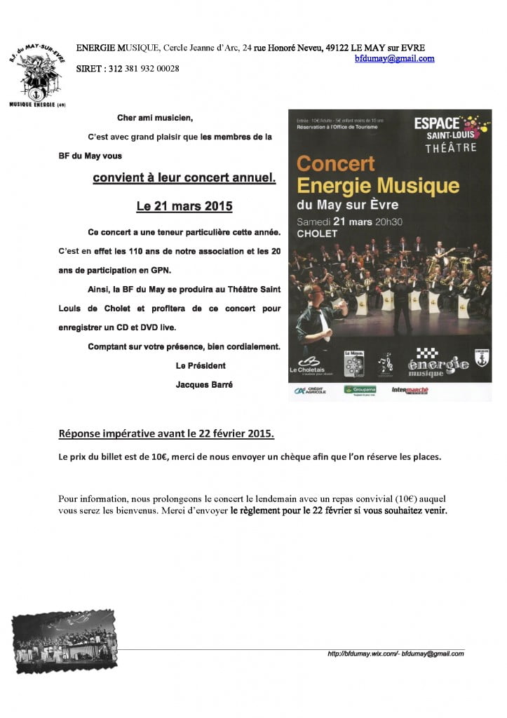 concert BF du MAY 21 mars 2015