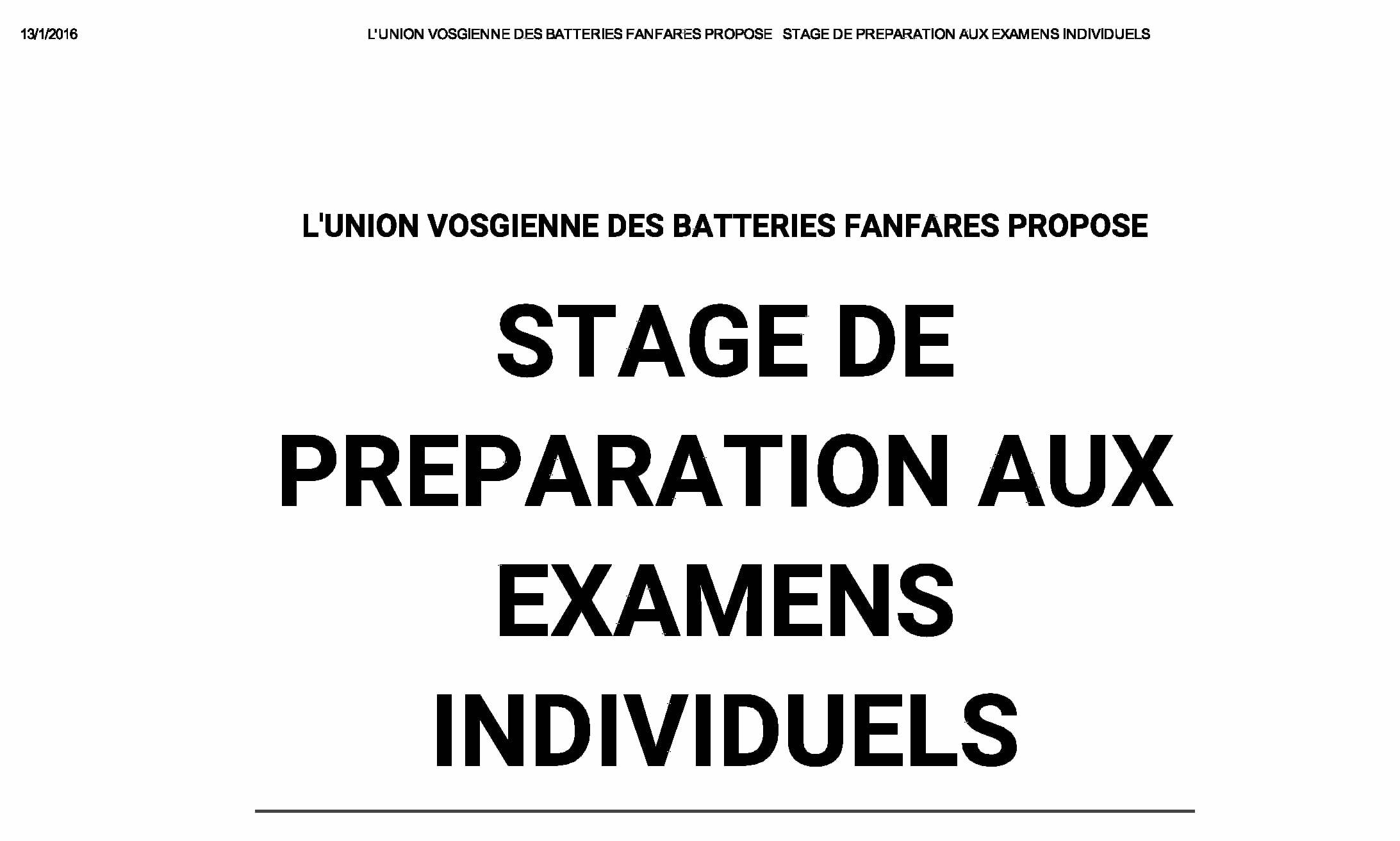 UVBF Stage examens individuels
